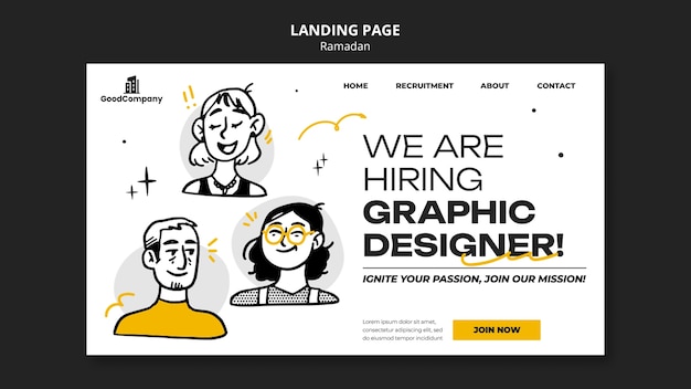 Free PSD we are hiring  landing page  template