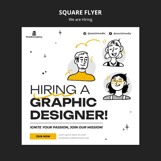 Free PSD we are hiring  square flyer template