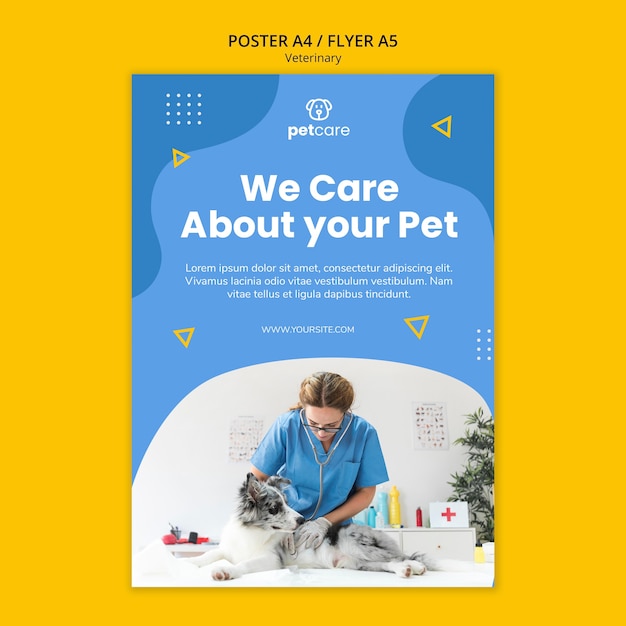 We care about your pet veterinary poster template