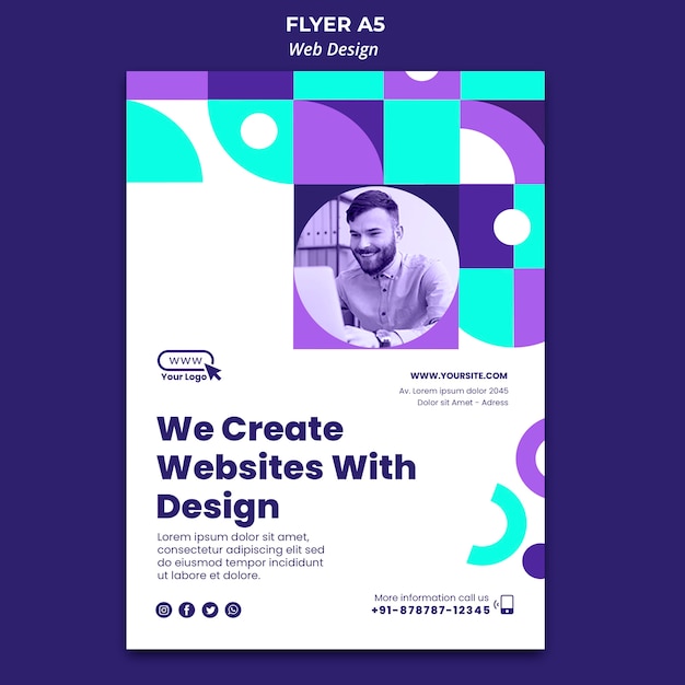 Free PSD we create websites with design flyer template