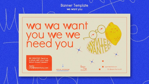 Free PSD we want you horizontal banner template