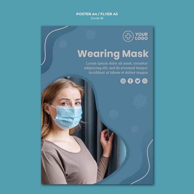 Wearing mask coronavirus concept poster