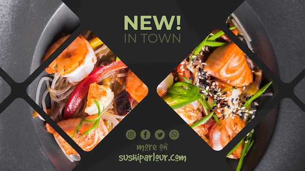 Free PSD web banner template for japanese restaurant