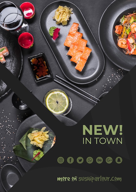 Web banner template for japanese restaurant