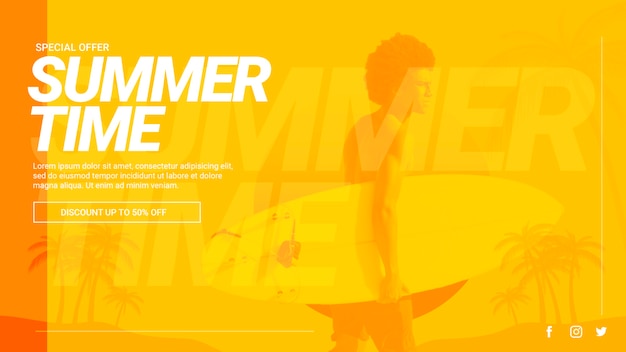 Web banner template with summer concept