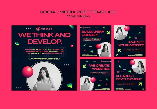 Free PSD web studio social media posts