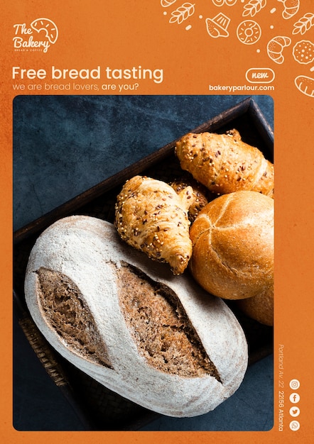 Web template concept for free bread tasting