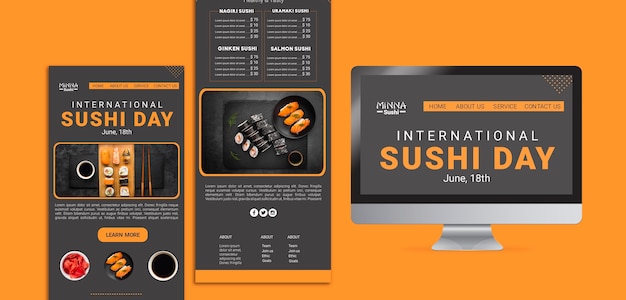 Free PSD web template for international sushi day