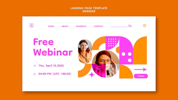 Free PSD webinar conference landing page template