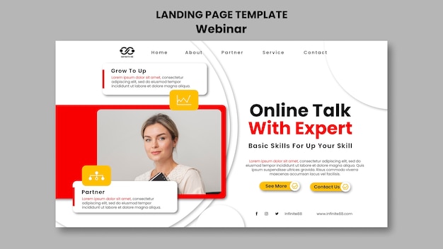 Free PSD webinar learning concept landing page template