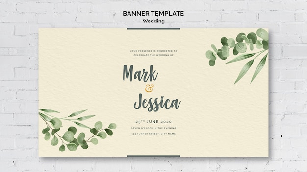 Free PSD wedding banner with lettering