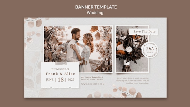 Wedding celebration floral banner template