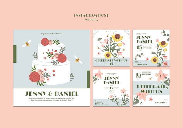 Free PSD wedding celebration  instagram posts