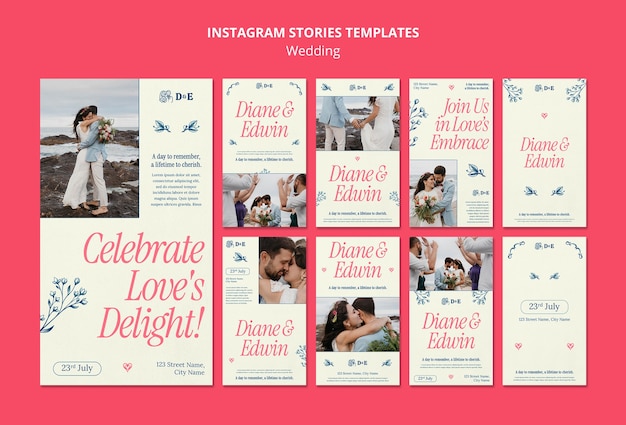 Free PSD wedding celebration  instagram stories