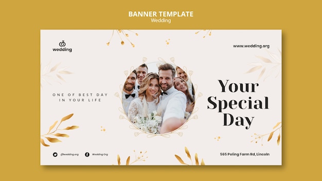 Free PSD wedding design template of banner