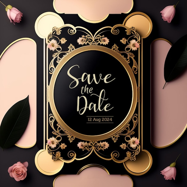 Free PSD wedding invitation greeting cards elegant vintage style for web purpose