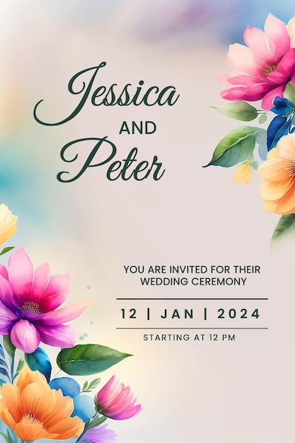 Free PSD wedding invitation greeting cards elegant vintage style