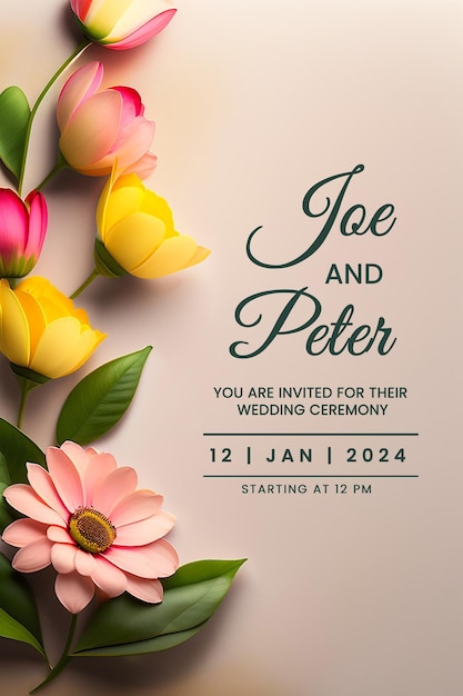 Free PSD wedding invitation greeting cards elegant vintage style