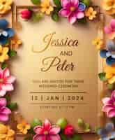 Free PSD wedding invitation greeting cards elegant vintage style