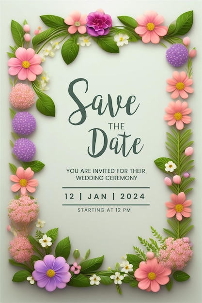 Free PSD wedding invitation greeting cards elegant vintage style