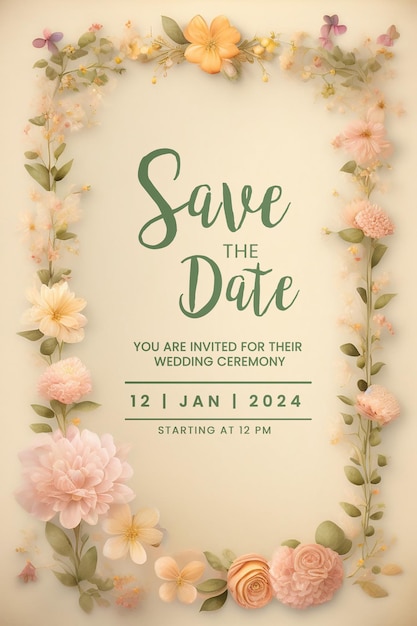 Free PSD wedding invitation greeting cards elegant vintage style