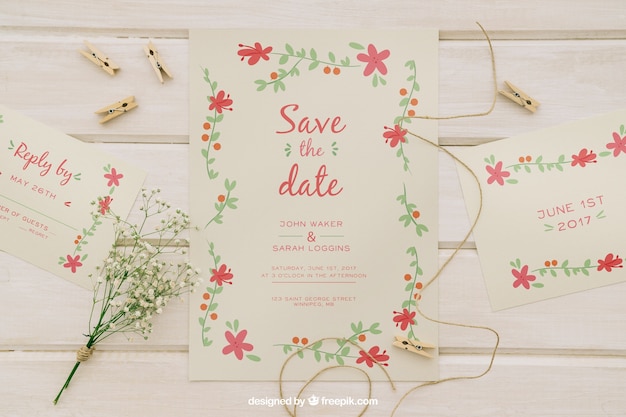 Free PSD wedding invitations and wedding elements