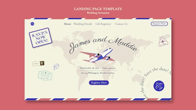 Free PSD wedding landing page template