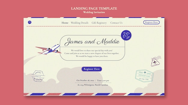 Free PSD wedding landing page template