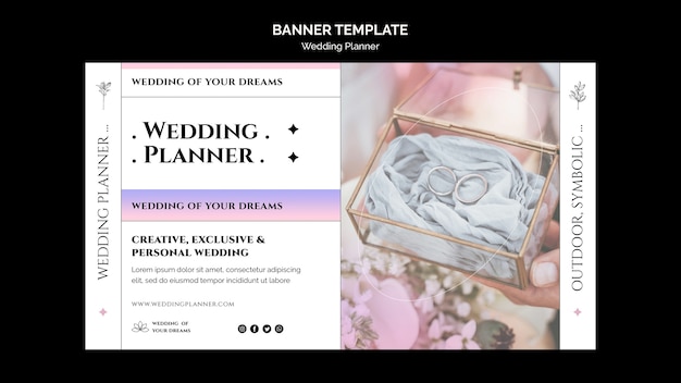 Free PSD wedding planner horizontal banner template with gradient pastel colors