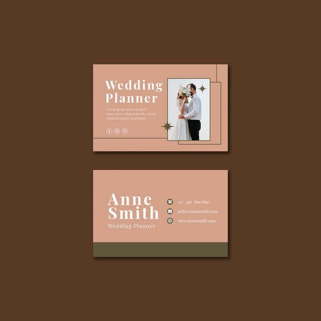 Wedding planner horizontal business card template