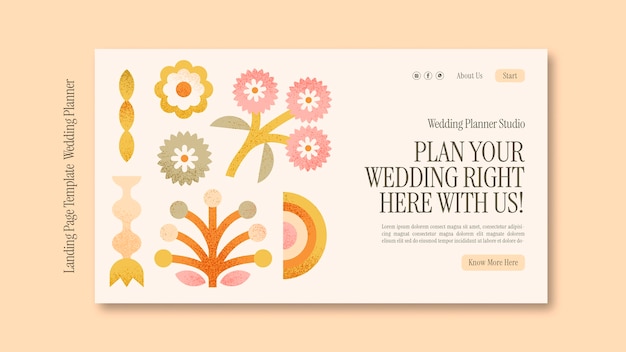 Free PSD wedding planner landing page template