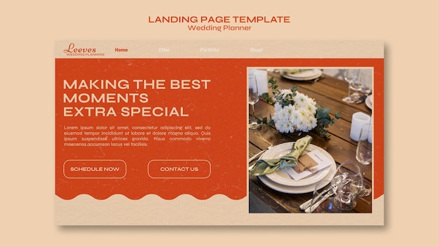 Free PSD wedding planner landing page template