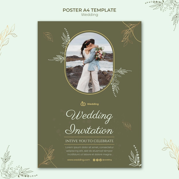 Wedding poster template with photo