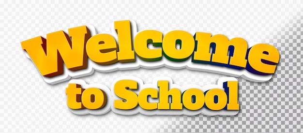 Free PSD welcome to school 3d yellow text on transparent background