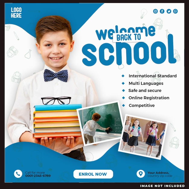 Welcome to school social media post design template