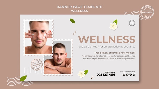 Free PSD wellness banner template with photo