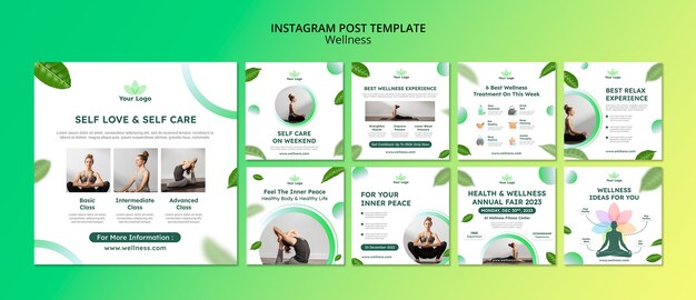 Wellness concept instagram posts template