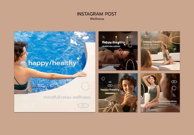 Wellness concept instagram posts template