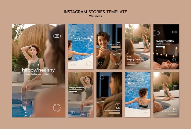 Free PSD wellness concept instagram stories