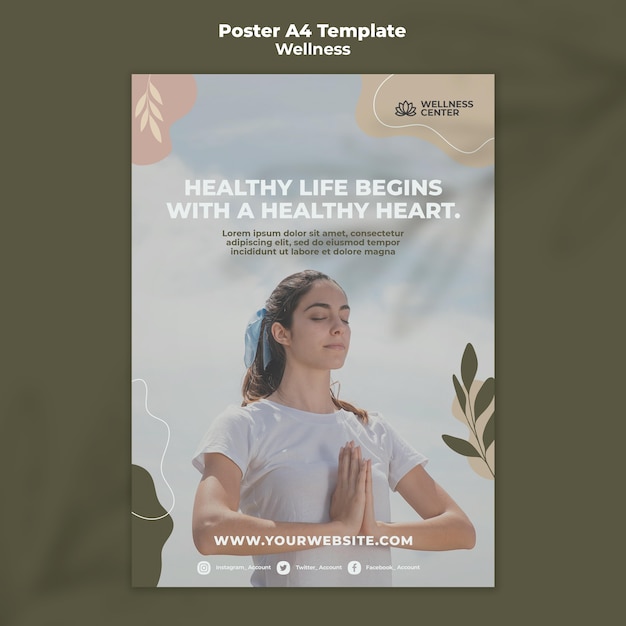 Wellness poster template with photo