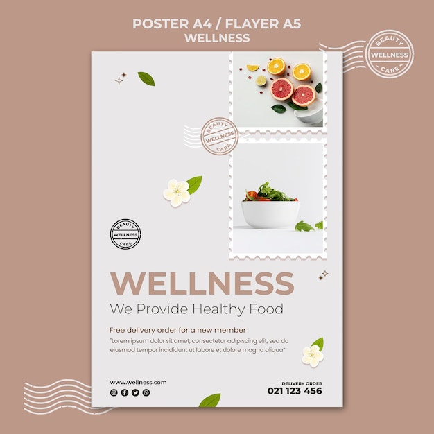 Free PSD wellness print template with photo