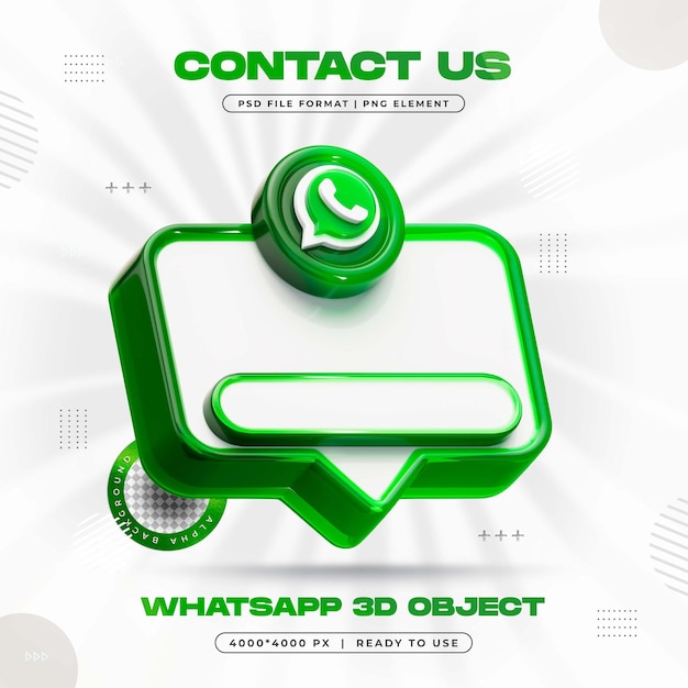 Free PSD whatsapp banner element icon isolated 3d render