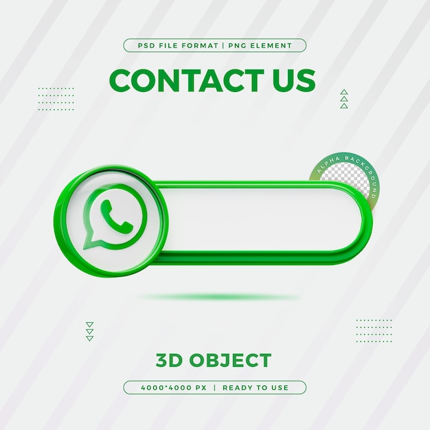 Free PSD whatsapp contact us banner element icon isolated 3d render