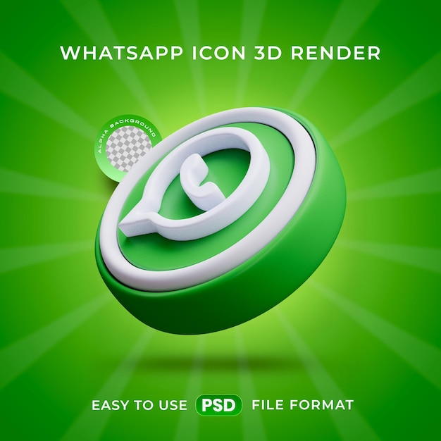 Free PSD whatsapp logo icon isolated 3d render illustration