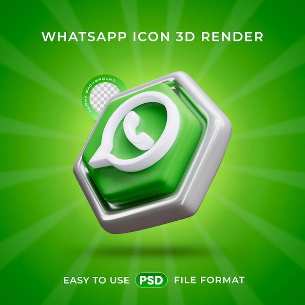 Free PSD whatsapp logo icon isolated 3d render illustration