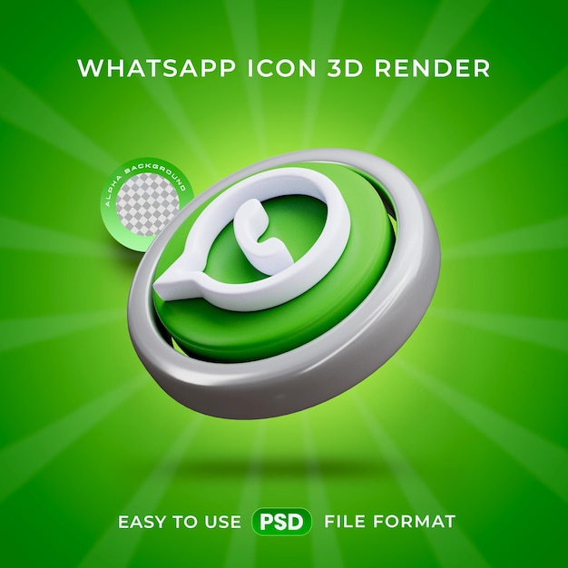 Free PSD whatsapp logo icon isolated 3d render illustration