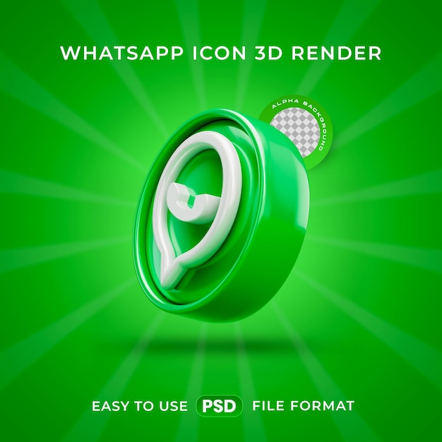 Free PSD whatsapp logo icon isolated 3d render illustration