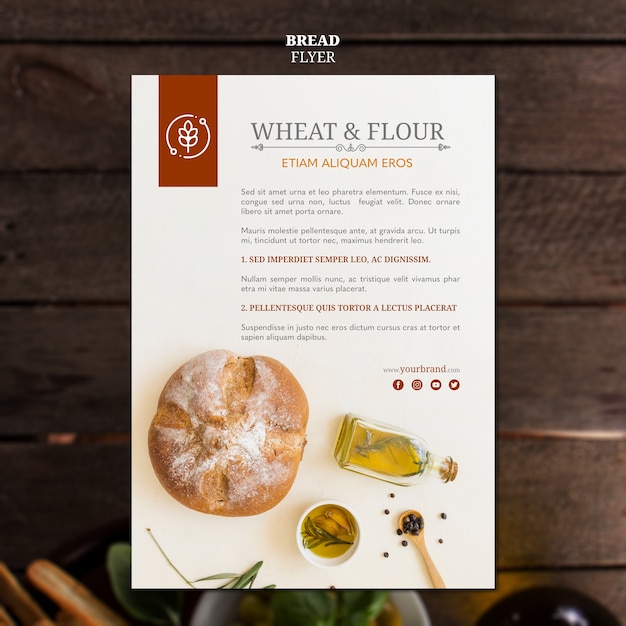 Free PSD wheat and flour bread flyer