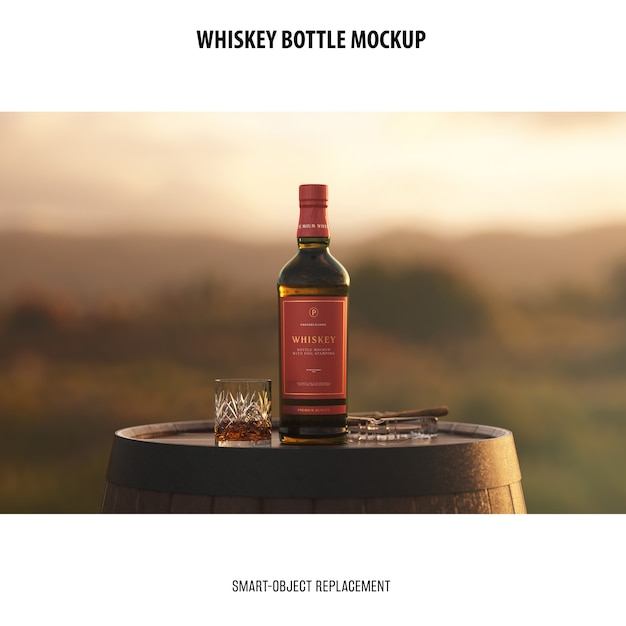 Free PSD whiskey bottle mockup