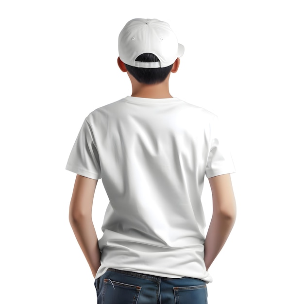 Free PSD white blank t shirt template on the back of a man isolated on white background with clipping path